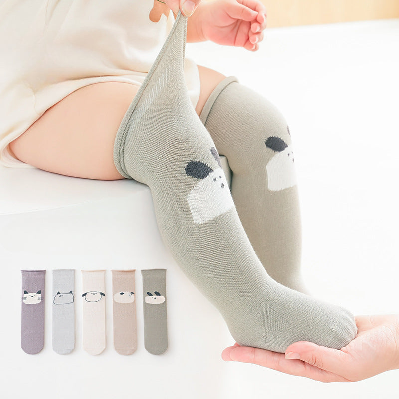 3 Pairs Boys Over Knee Socks Cartoon Pattern Toddlers High Socks