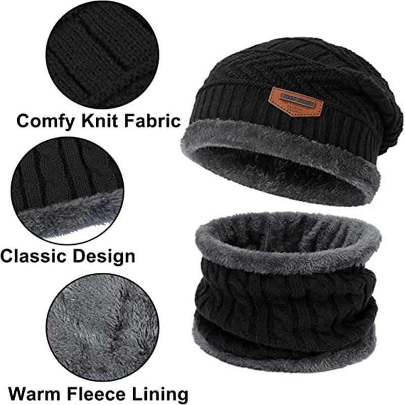 3pcs Winter Knit Beanie Scarf Gloves Set for Men Women