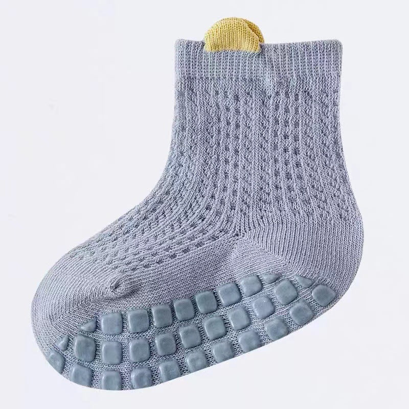 3 Pairs Baby Boys Kids Breathable Anti-Skid Socks with Dot Glue