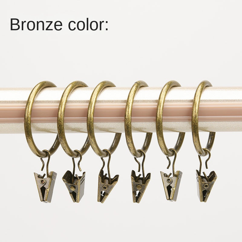 10pcs Curtain Rings w/ Clips Bow Hanger Set Bronze
