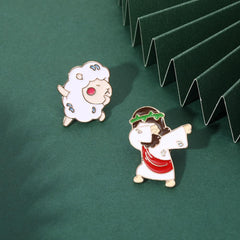 2pcs Sheep Dancing Brooches For Girls Funny Cartoon Animal Jewelry Gift
