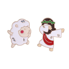 2pcs Sheep Dancing Brooches For Girls Funny Cartoon Animal Jewelry Gift