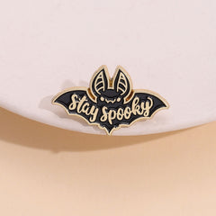 Stay Spooky Bat Enamel Pin Brooch For Girls