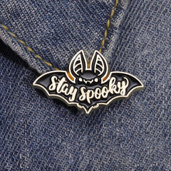 Stay Spooky Bat Enamel Pin Brooch For Girls