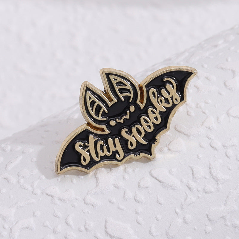 Stay Spooky Bat Enamel Pin Brooch For Girls