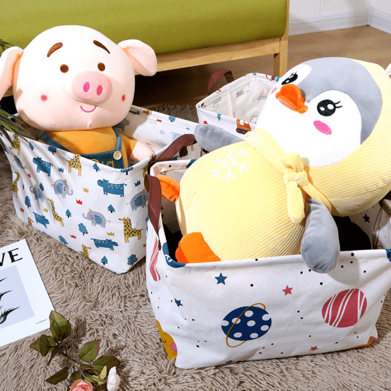 Rectangle Canvas Storage Basket With Handle Large Organizer Bins
