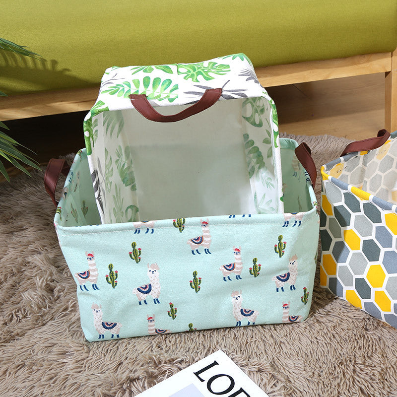 Rectangle Canvas Storage Basket With Handle Large Organizer Bins