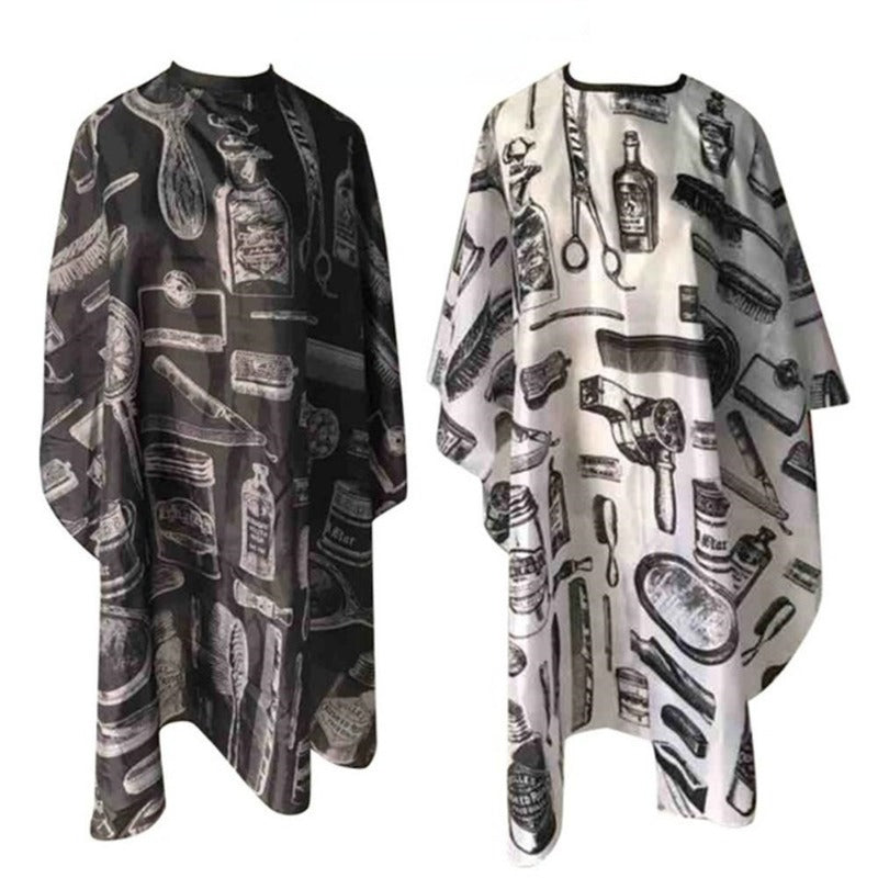 Pro Barber Cape White Printed Hairdressing Apron Hair Cutting Cloth