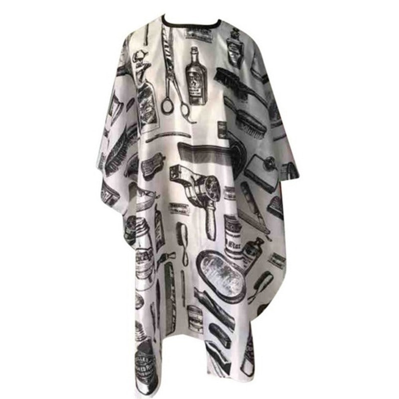 Pro Barber Cape White Printed Hairdressing Apron Hair Cutting Cloth