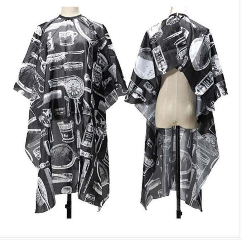 Pro Barber Cape White Printed Hairdressing Apron Hair Cutting Cloth