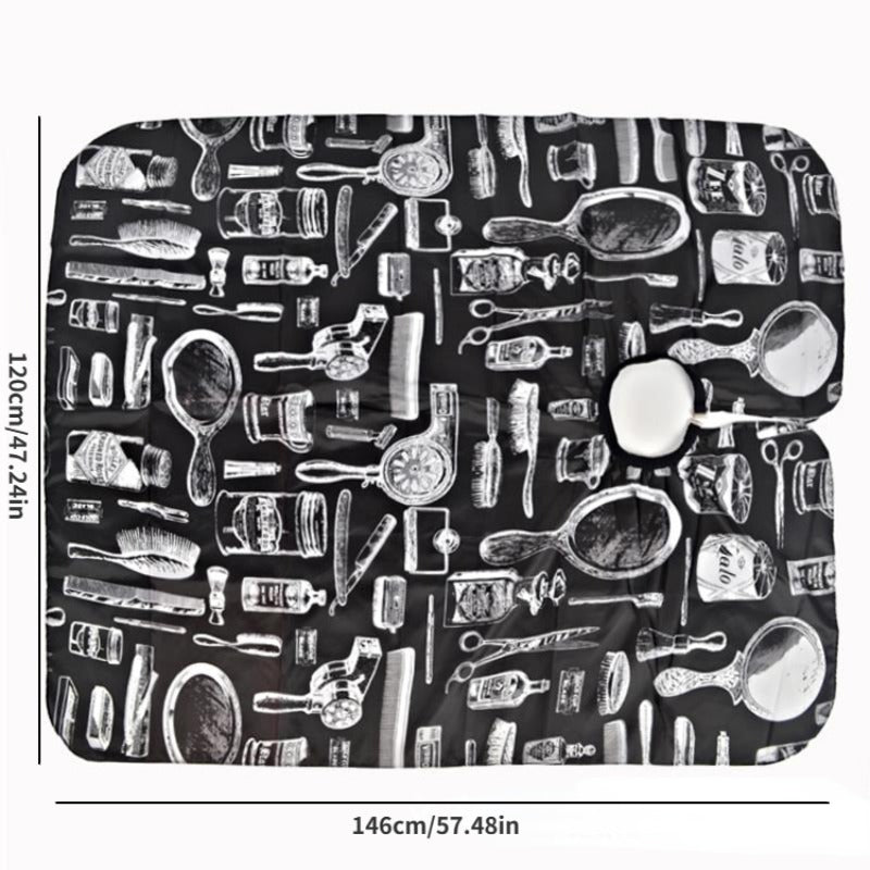 Pro Barber Cape White Printed Hairdressing Apron Hair Cutting Cloth