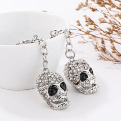 Rhinestone Metal Skull Keychain Bag Pendant Men Car Pendant