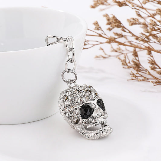 Rhinestone Metal Skull Keychain Bag Pendant Men Car Pendant