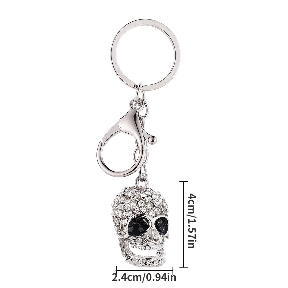 Rhinestone Metal Skull Keychain Bag Pendant Men Car Pendant