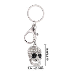 Rhinestone Metal Skull Keychain Bag Pendant Men Car Pendant