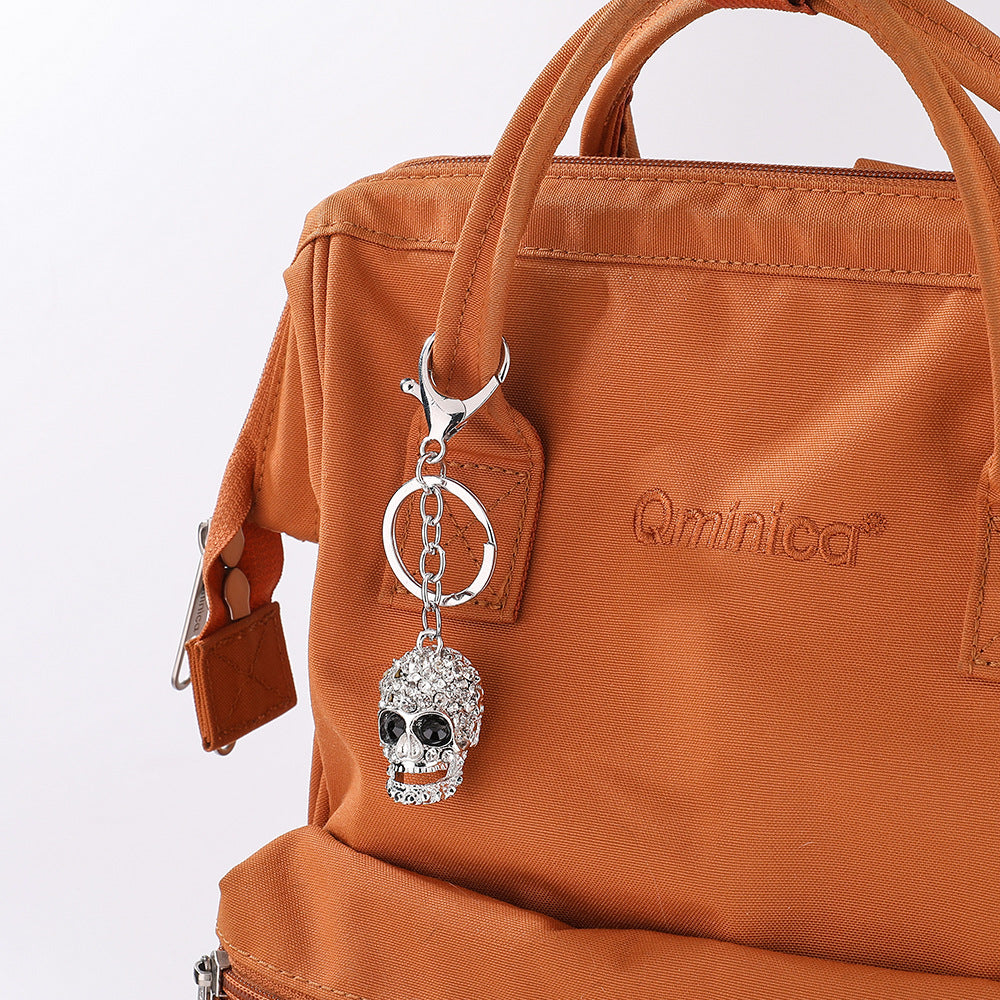 Rhinestone Metal Skull Keychain Bag Pendant Men Car Pendant