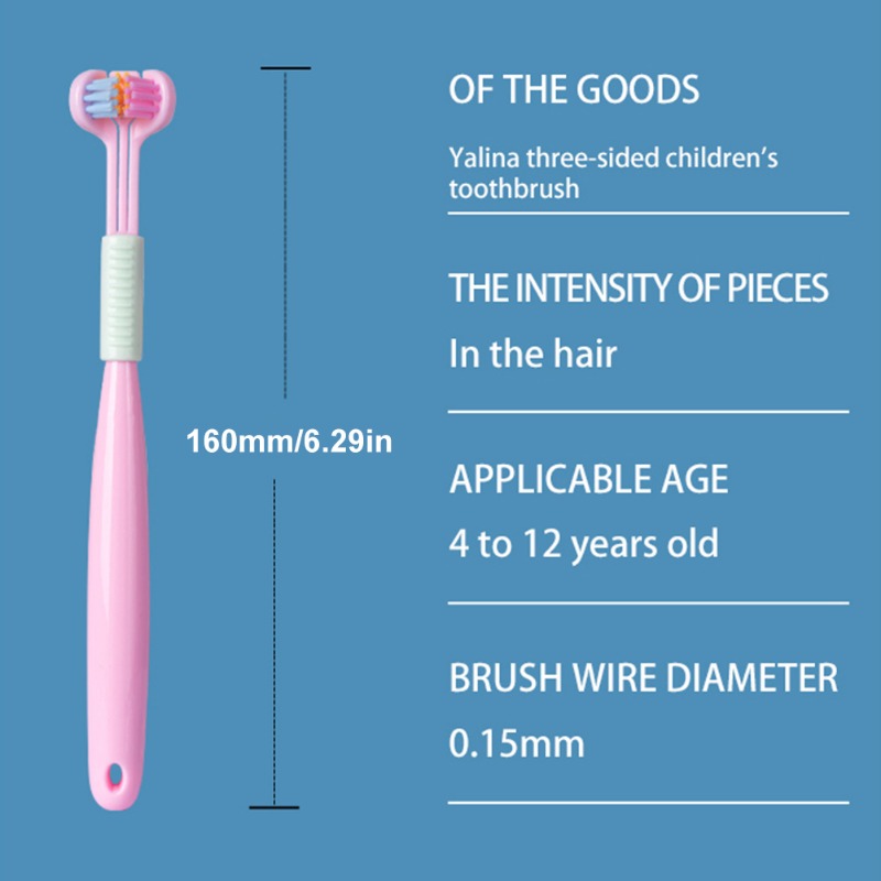 Kids 3-Sided Toothbrush Soft Bristle Deep Oral Cleaning Tongue Scraper Oral Care