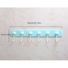 Kitchen Wall Storage Rack Holder with 6 Hooks Towel Rag Hook Hanger