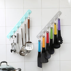 Kitchen Wall Storage Rack Holder with 6 Hooks Towel Rag Hook Hanger