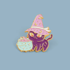 Moon Witch Hat Cat Enmael Painted Pin Clothing Accessories