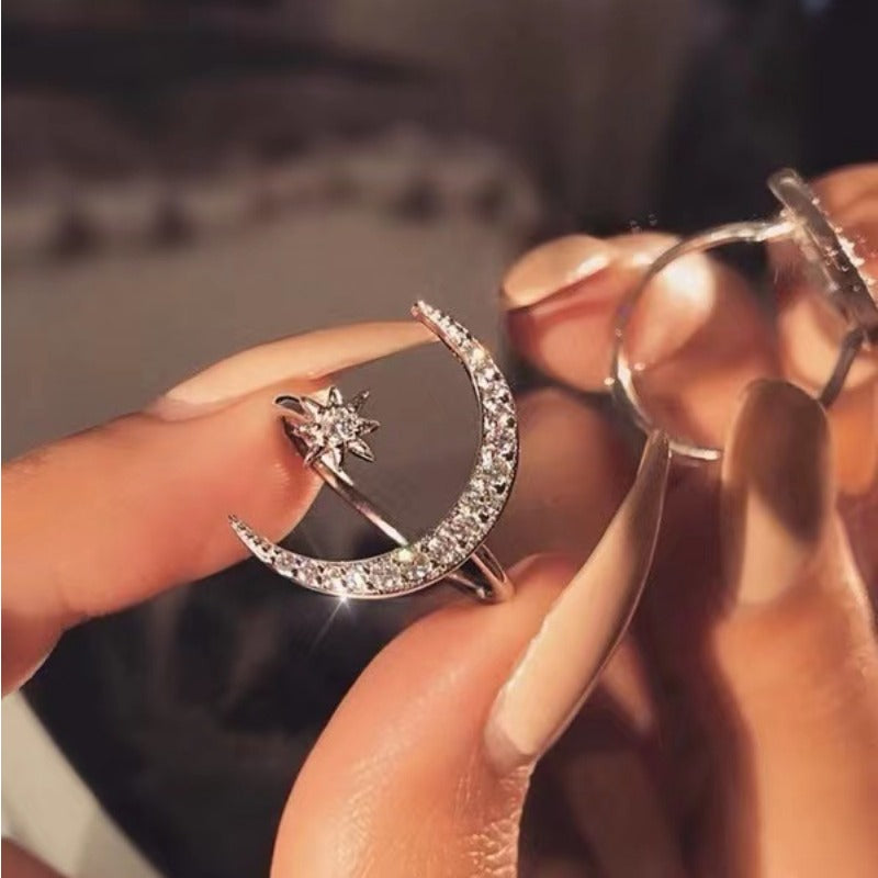 Star Moon Ring Charming Opening Minimalism