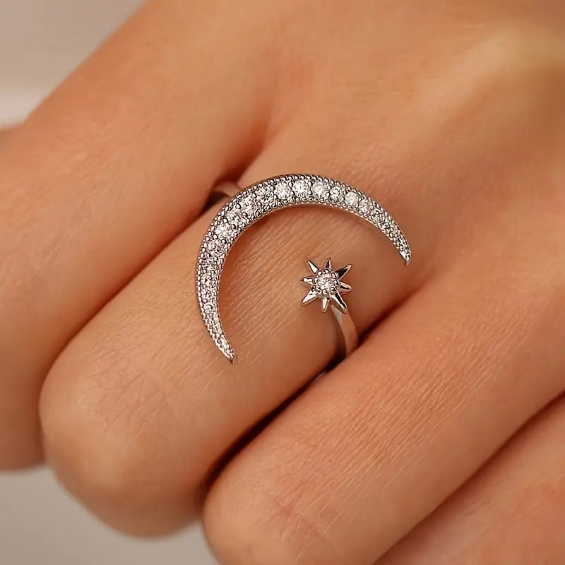 Star Moon Ring Charming Opening Minimalism