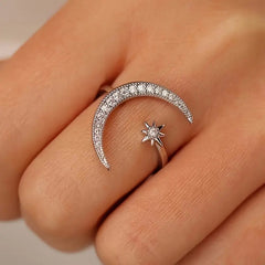 Star Moon Ring Charming Opening Minimalism