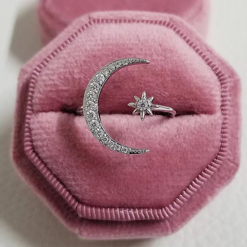 Star Moon Ring Charming Opening Minimalism