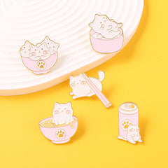 Cartoon Animal Alloy Brooch Overlapping Cat Enamel Badge for Kids