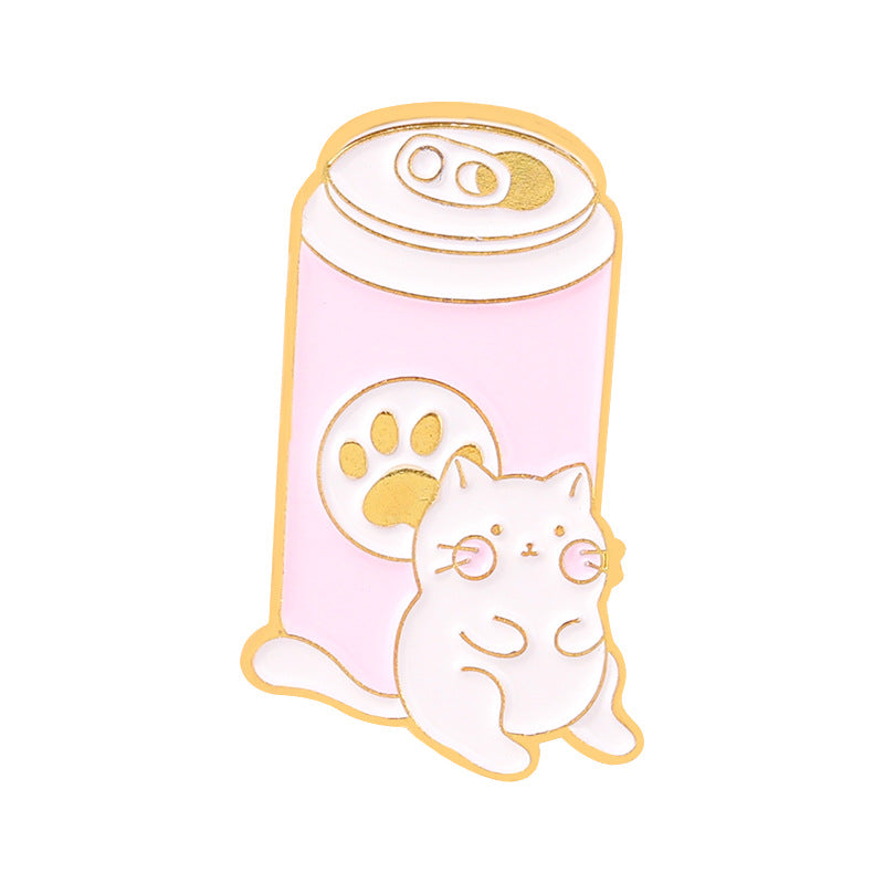 Cartoon Animal Alloy Brooch Overlapping Cat Enamel Badge for Kids