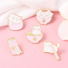 Cartoon Animal Alloy Brooch Overlapping Cat Enamel Badge for Kids