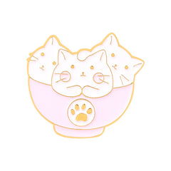 Cartoon Animal Alloy Brooch Overlapping Cat Enamel Badge for Kids