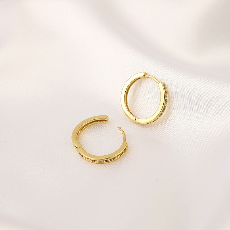 Geometric Round Copper Zircon Earrings - Party Jewelry Gift