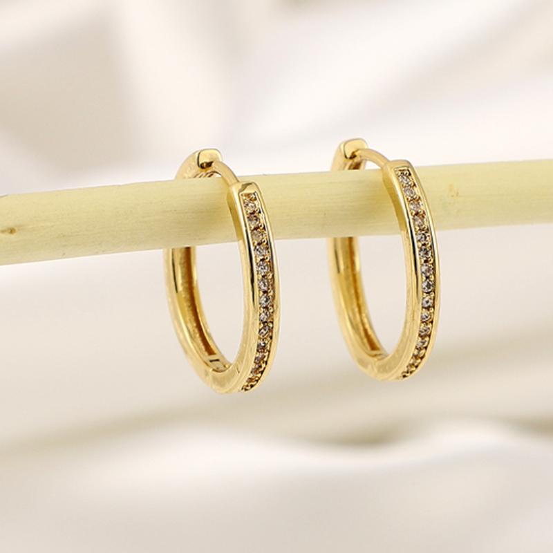 Geometric Round Copper Zircon Earrings - Party Jewelry Gift