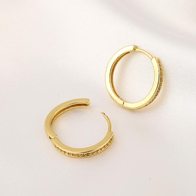 Geometric Round Copper Zircon Earrings - Party Jewelry Gift
