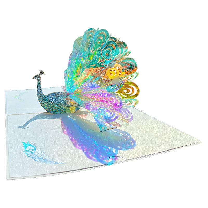 3D Peacock Greeting Card Creative Birthday Christmas Universal Blessing