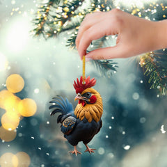 Rooster Christmas Tree Pendants Acrylic Hanging Ornament