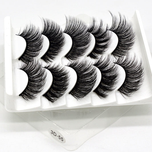 5 Pairs 3D Mink Hair False Eyelashes Wispy Fluffy Long Lashes