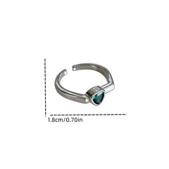 Heart Green Zircon Open Ring Retro Index Finger Ring