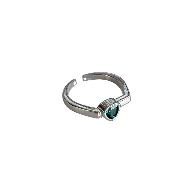 Heart Green Zircon Open Ring Retro Index Finger Ring