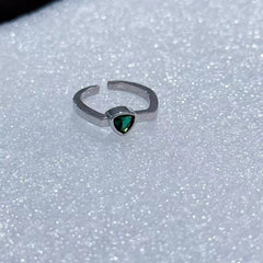 Heart Green Zircon Open Ring Retro Index Finger Ring