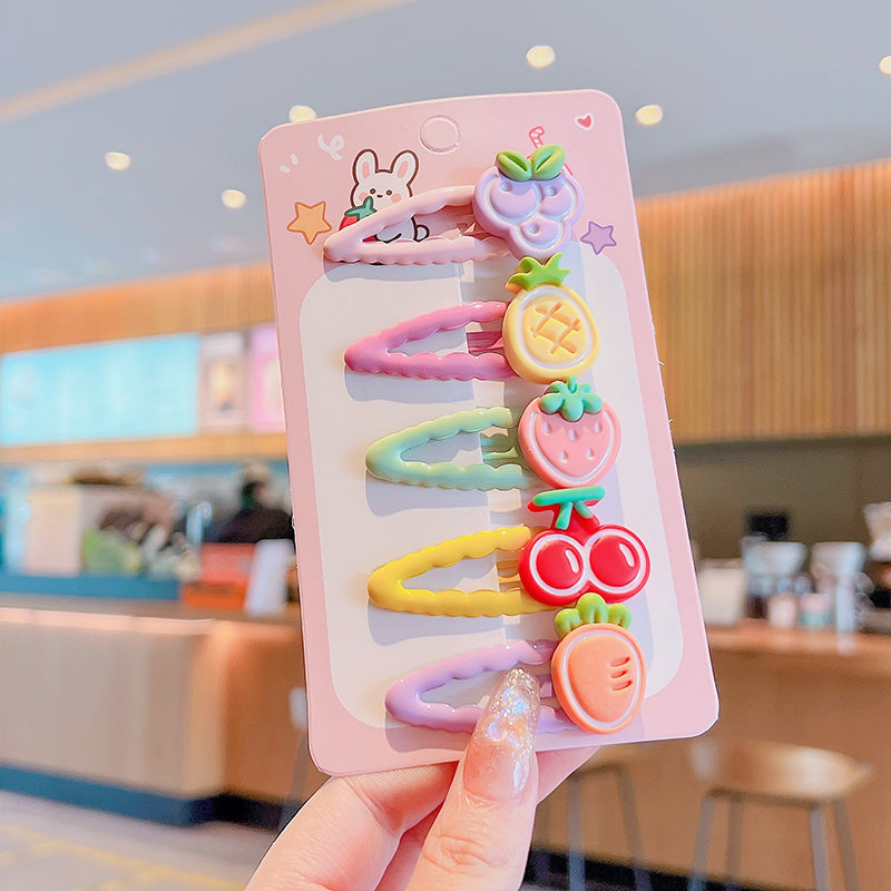 5pcs Cartoon Fruits Bear Rabbits Flowers Hair Clips