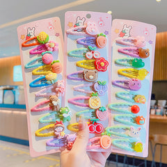 5pcs Cartoon Fruits Bear Rabbits Flowers Hair Clips