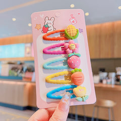5pcs Cartoon Fruits Bear Rabbits Flowers Hair Clips