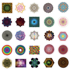 53pcs Sacred Geometry Vinyl Waterproof Stickers for Water Bottle Laptop Phone