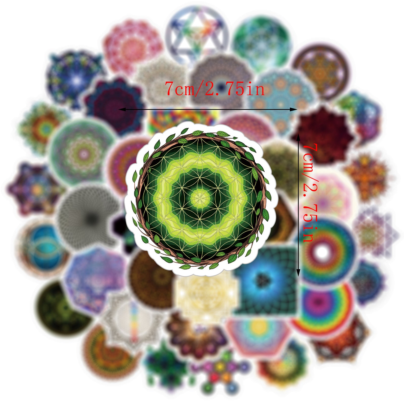 53pcs Sacred Geometry Vinyl Waterproof Stickers for Water Bottle Laptop Phone