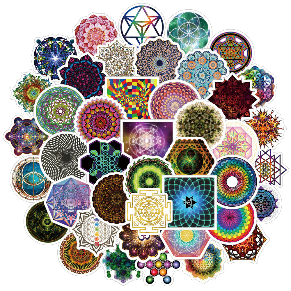 53pcs Sacred Geometry Vinyl Waterproof Stickers for Water Bottle Laptop Phone