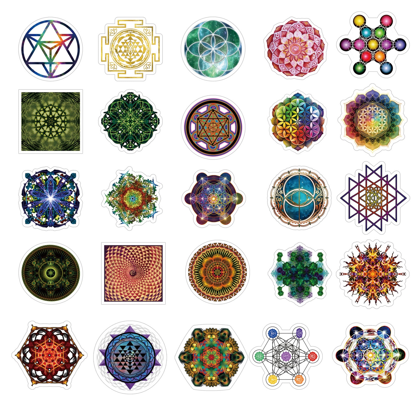 53pcs Sacred Geometry Vinyl Waterproof Stickers for Water Bottle Laptop Phone