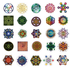 53pcs Sacred Geometry Vinyl Waterproof Stickers for Water Bottle Laptop Phone