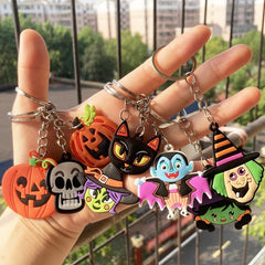 Halloween Keychain Pumpkin Cat Hat Witch Key Chain Bag Handbag Decor